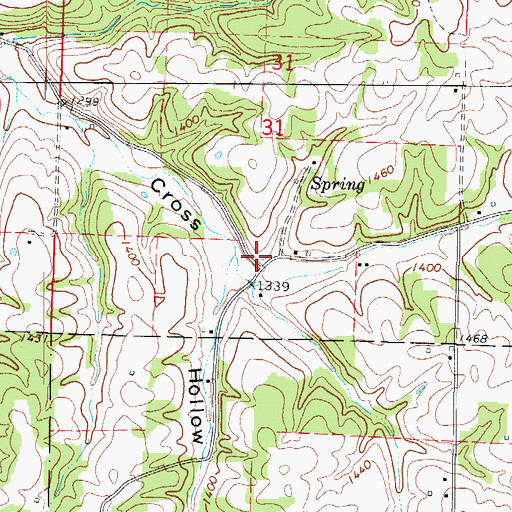Topographic Map of Cross Hollow School (historical), MO