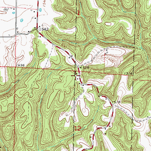 Topographic Map of Oak Grove School (historical), MO