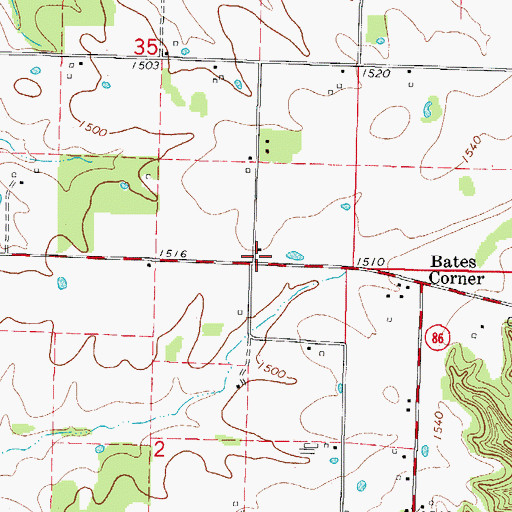 Topographic Map of Smalleys Corner, MO