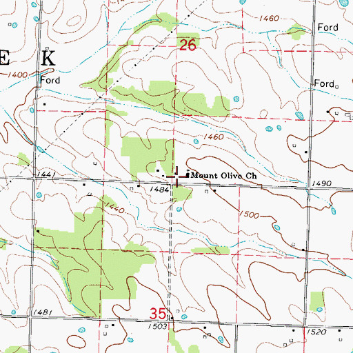 Topographic Map of Mount Sinai School (historical), MO