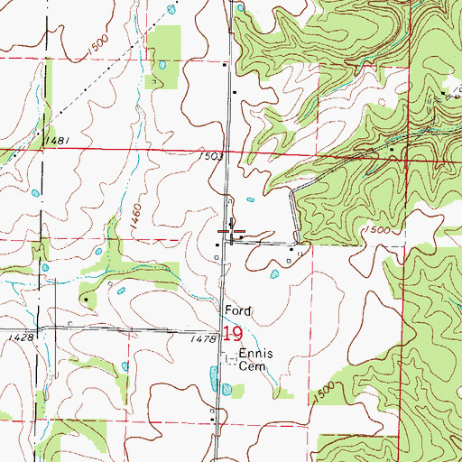 Topographic Map of Forest Grove School (historical), MO
