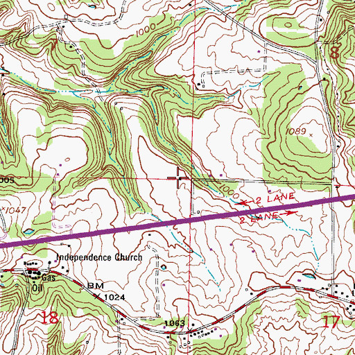 Topographic Map of Independence School, MO