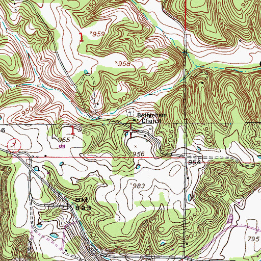 Topographic Map of Hickory Grove School, MO