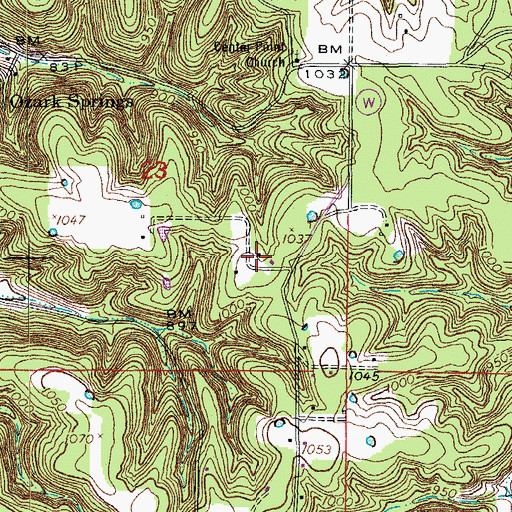 Topographic Map of Turkey Ridge School, MO