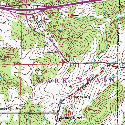 Topographic Map of Laquey School, MO