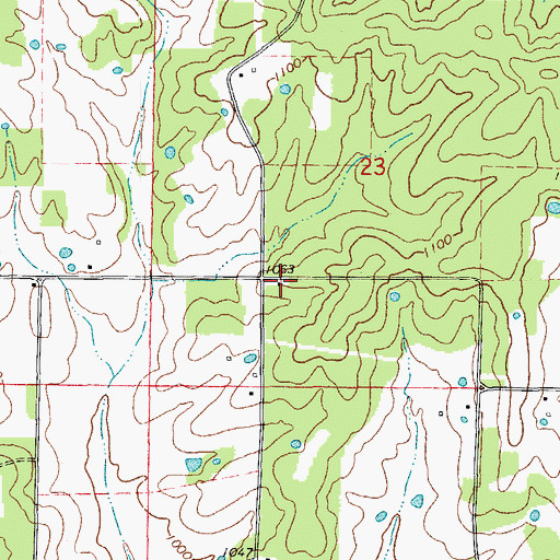 Topographic Map of Pleasant Point School, MO