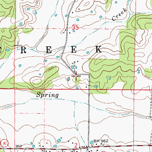 Topographic Map of Pottersville School, MO