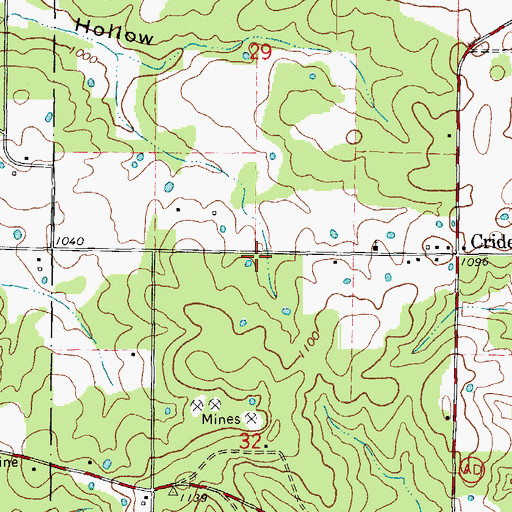 Topographic Map of Crider School (historical), MO