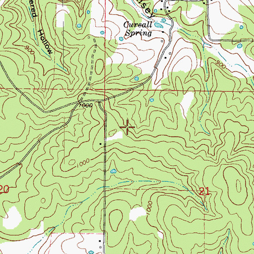 Topographic Map of Rex Hill, MO