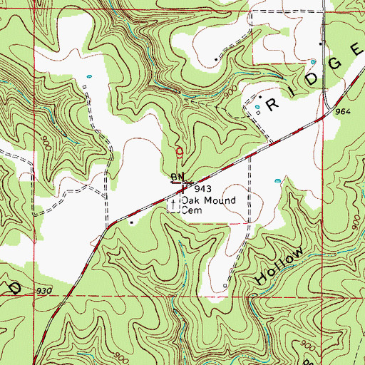 Topographic Map of Oak Mound School, MO