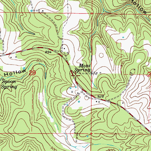 Topographic Map of Mount Olive School (historical), MO
