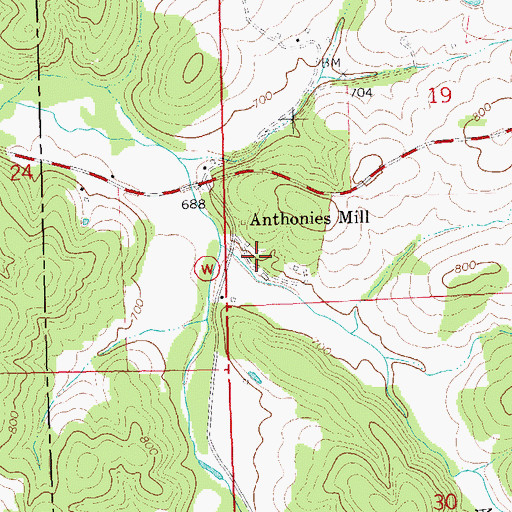 Topographic Map of Oak Hill School (historical), MO