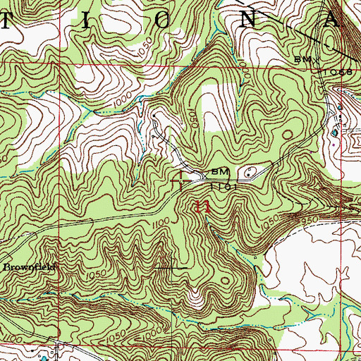 Topographic Map of Brownfield School (historical), MO