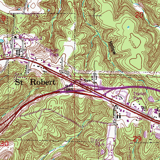 Topographic Map of Saint Robert Church (historical), MO