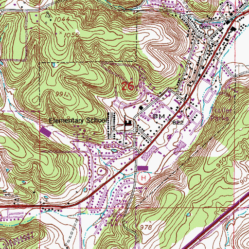 Topographic Map of West Elementary School, MO