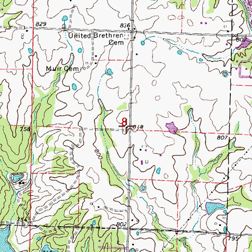 Topographic Map of Muir School (historical), MO