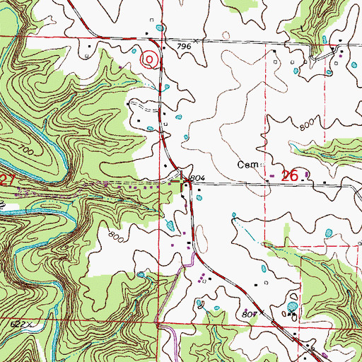 Topographic Map of Garden Prairie School (historical), MO