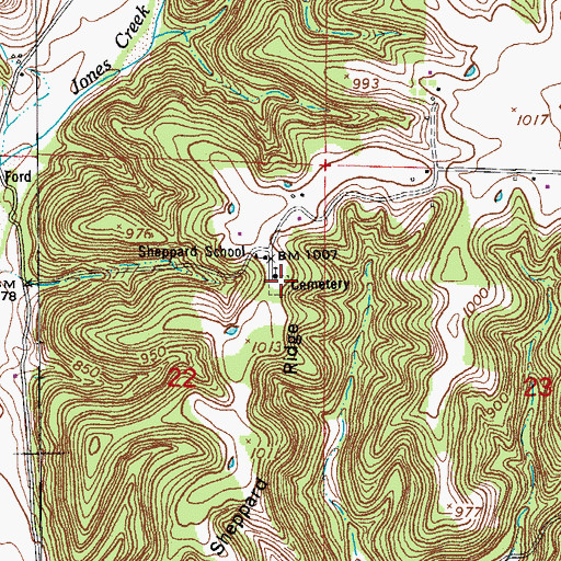 Topographic Map of Sheppard Church, MO