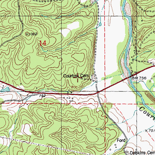 Topographic Map of Courtois Church (historical), MO