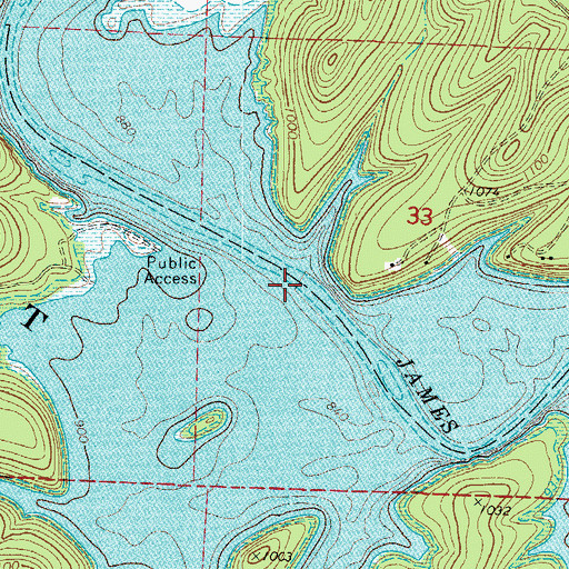 Topographic Map of Byron Carr Ford (historical), MO