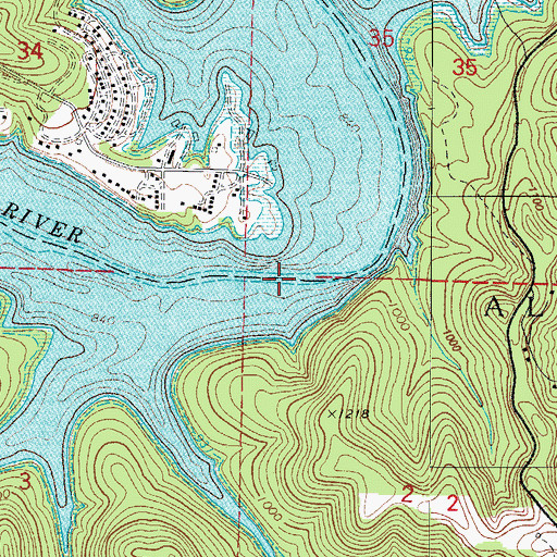 Topographic Map of Edwards Ford (historical), MO
