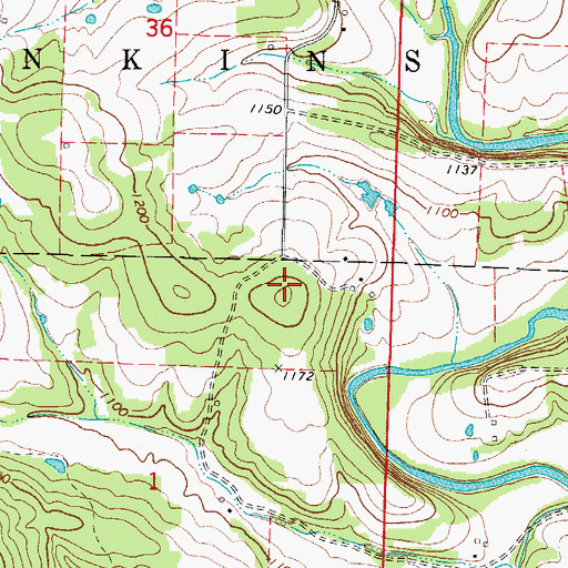 Topographic Map of Cedar Mound School (historical), MO
