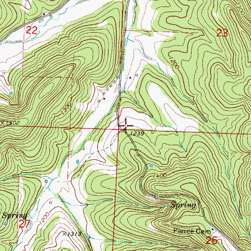 Topographic Map of Gaddis School (historical), MO