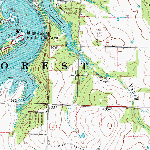 Topographic Map of Viney School (historical), MO