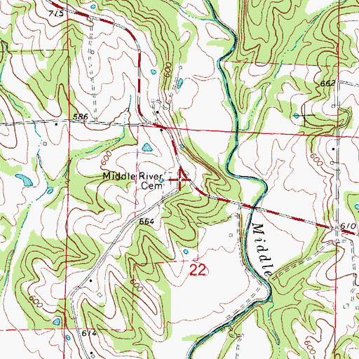 Topographic Map of Middle River Church (historical), MO