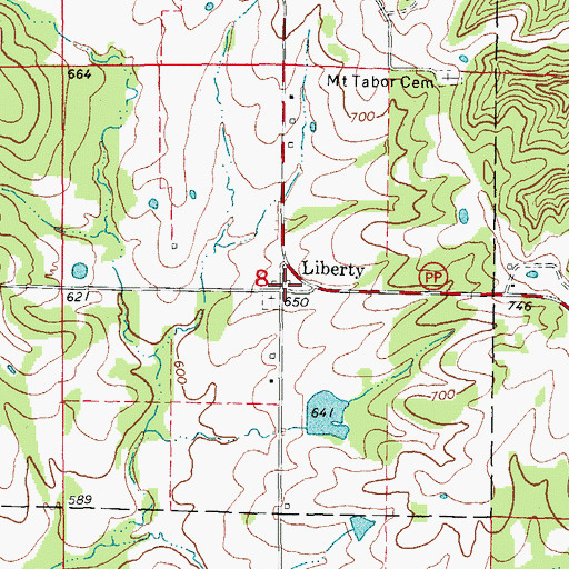 Topographic Map of Liberty Church (historical), MO