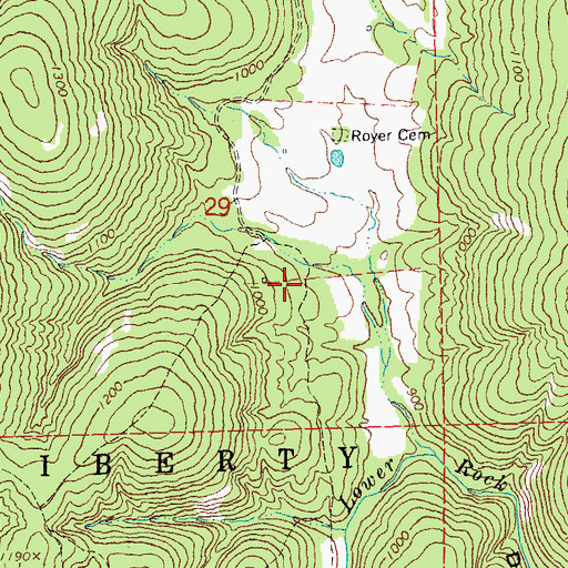 Topographic Map of Barren Hollow School, MO