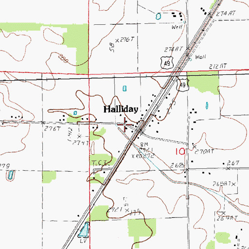 Topographic Map of Halliday School (historical), AR