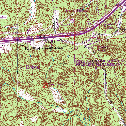 Topographic Map of Fort Leonard Wood State Wildlife Management Area, MO