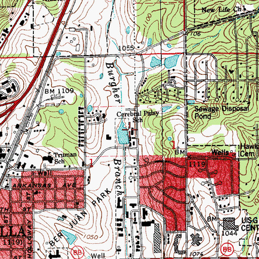 Topographic Map of Cerebral Palsy School, MO