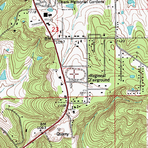Topographic Map of Regional Fairground, MO