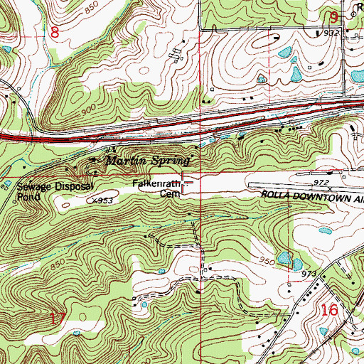 Topographic Map of Falkenrath Cemetery, MO