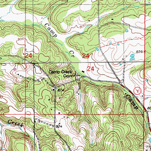 Topographic Map of Camp Creek Cemetery, MO