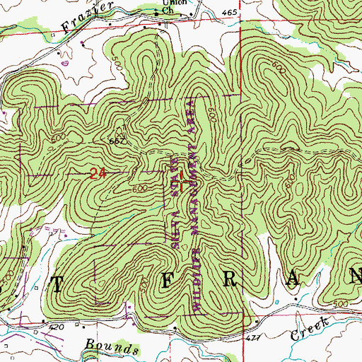 Topographic Map of Silva State Wildlife Management Area, MO