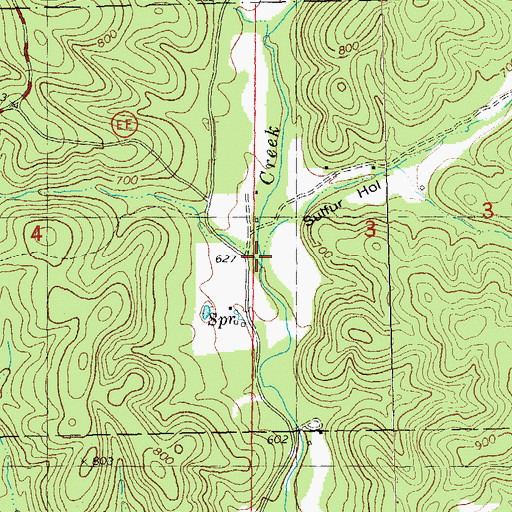 Topographic Map of Sulfur Hollow, MO