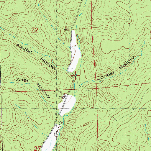 Topographic Map of Nesbit Hollow, MO