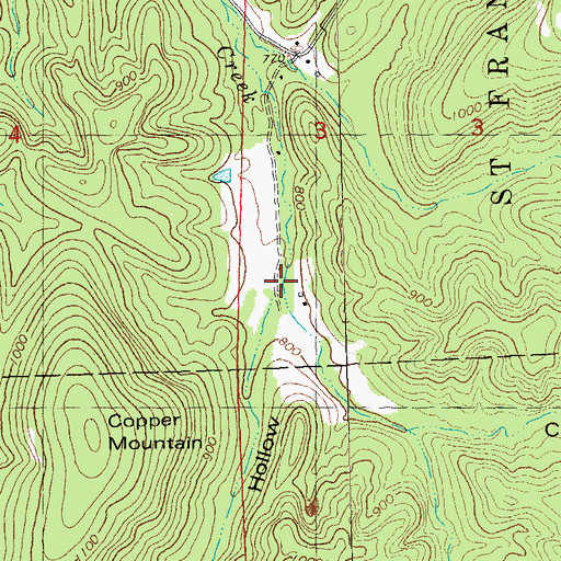 Topographic Map of Jones Hollow, MO