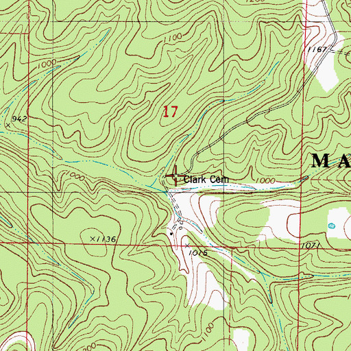 Topographic Map of Clark Cemetery, MO