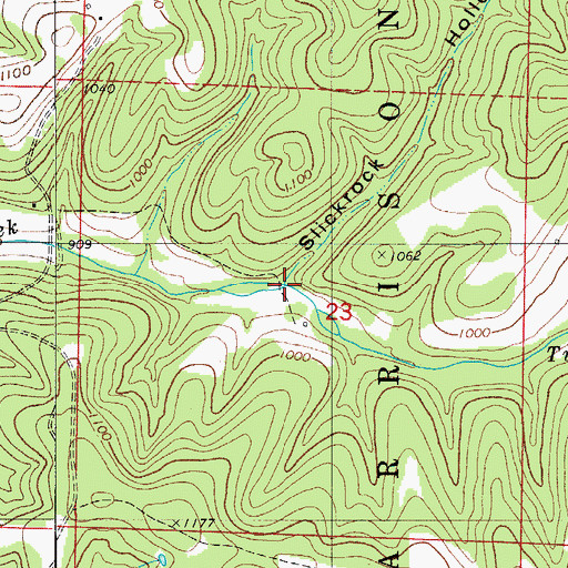 Topographic Map of Slickrock Hollow, MO