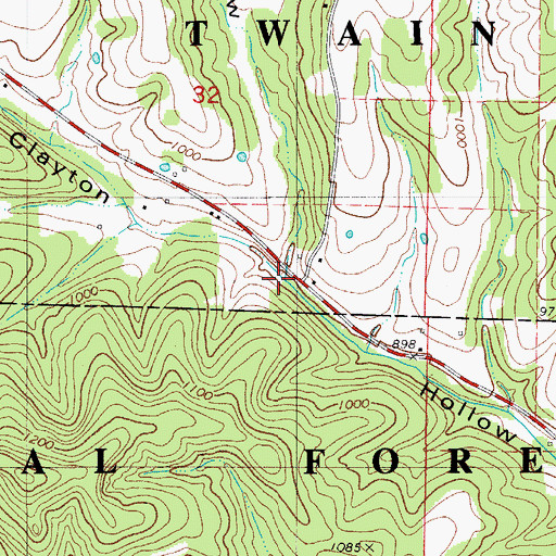 Topographic Map of Orter Hollow, MO