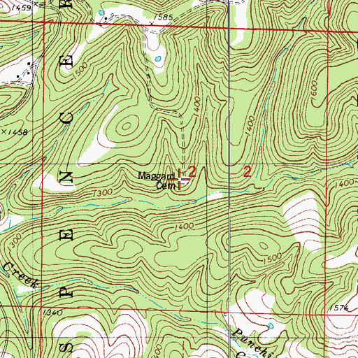 Topographic Map of Maggard Cemetery, MO