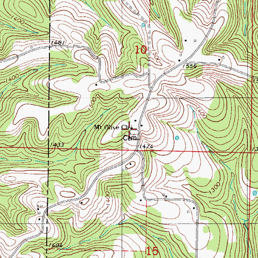 Topographic Map of Mount Olive Church, MO