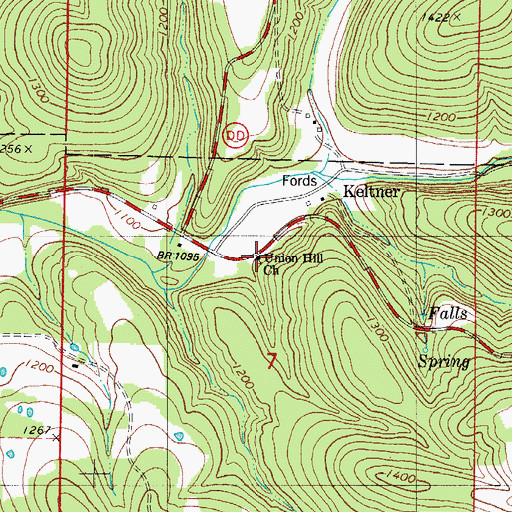 Topographic Map of Union Hill Church, MO