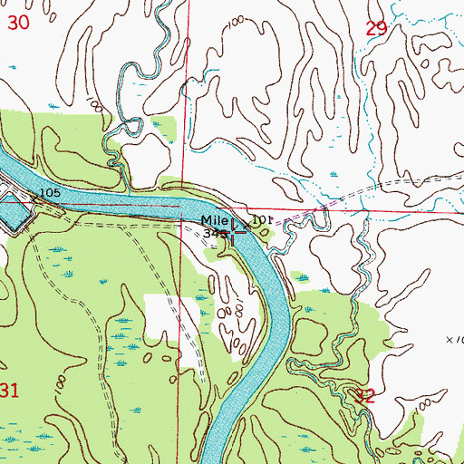 Topographic Map of Bradley Ferry (historical), AR