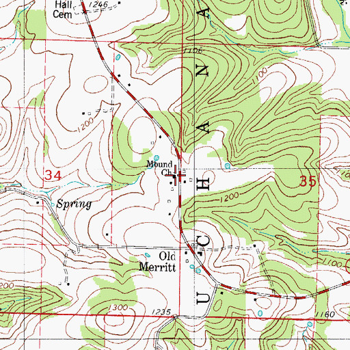Topographic Map of Mound Church, MO