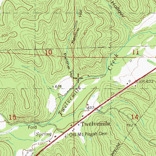 Topographic Map of Panther Hollow, MO